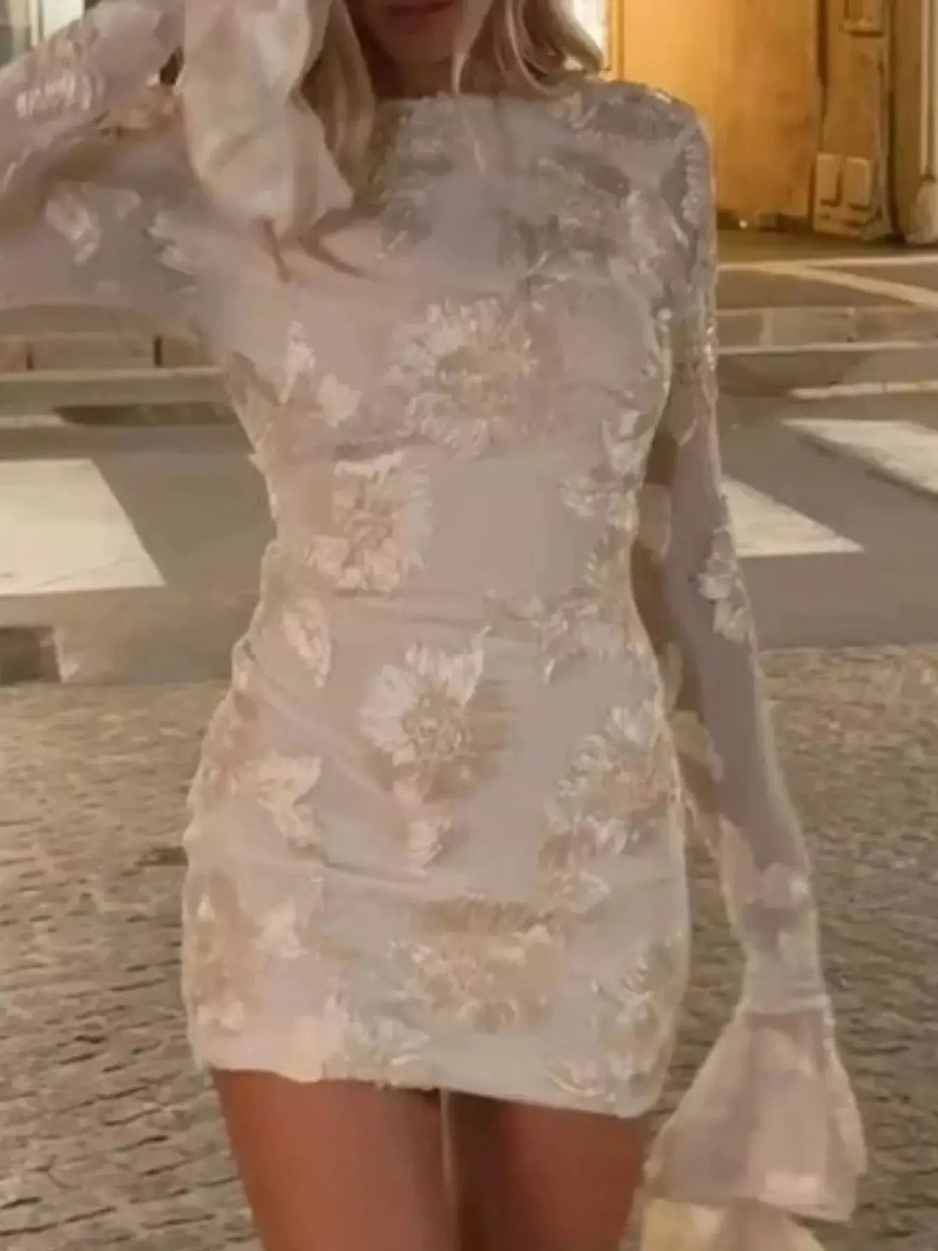 Backless Floral Flounce Sleeve Dress Simply Love