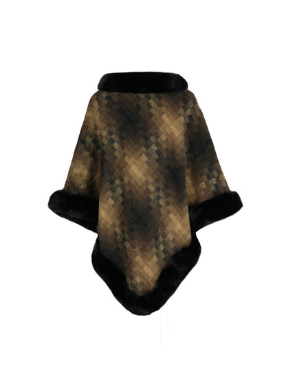 Faux Fur Trim Poncho.