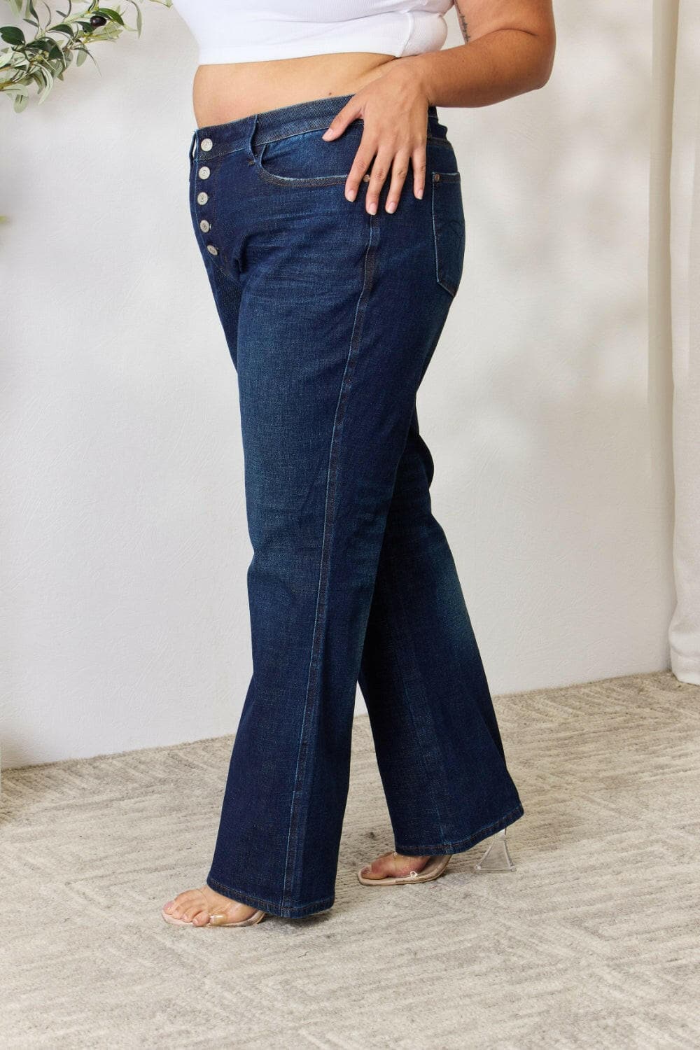 Judy Blue Full Size Button-Fly Straight Jeans.