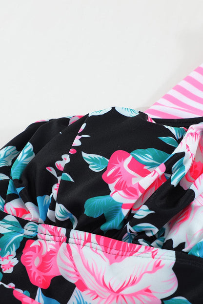 Mixed Print Tie-Back Two-Piece Swimsuit.