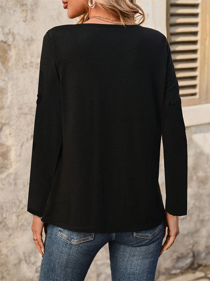 Chic notched long sleeve top