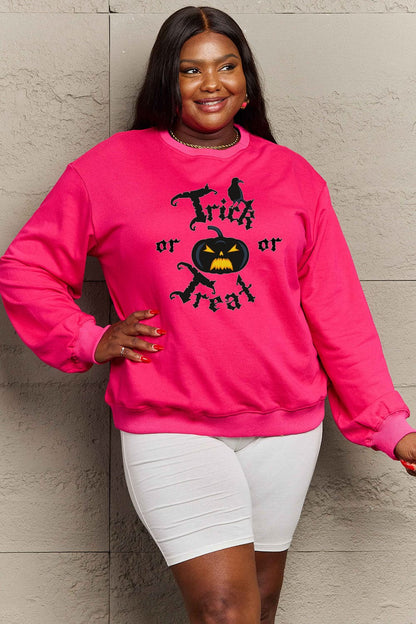 Simply Love Full Size TRICK OR TREAT Graphic Sweatshirt.