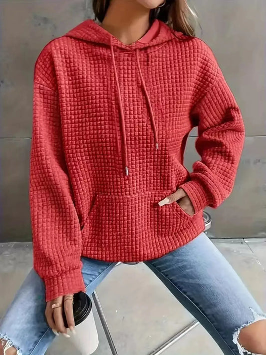 Textured Knit Drawstring Hoodie Simply Love