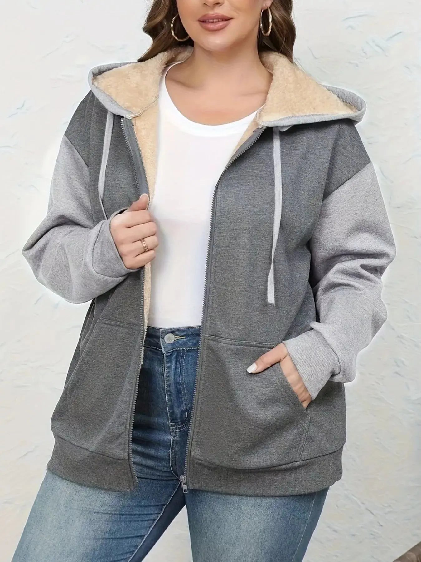 Sherpa Lined Zip-Up Hoodie Simply Love