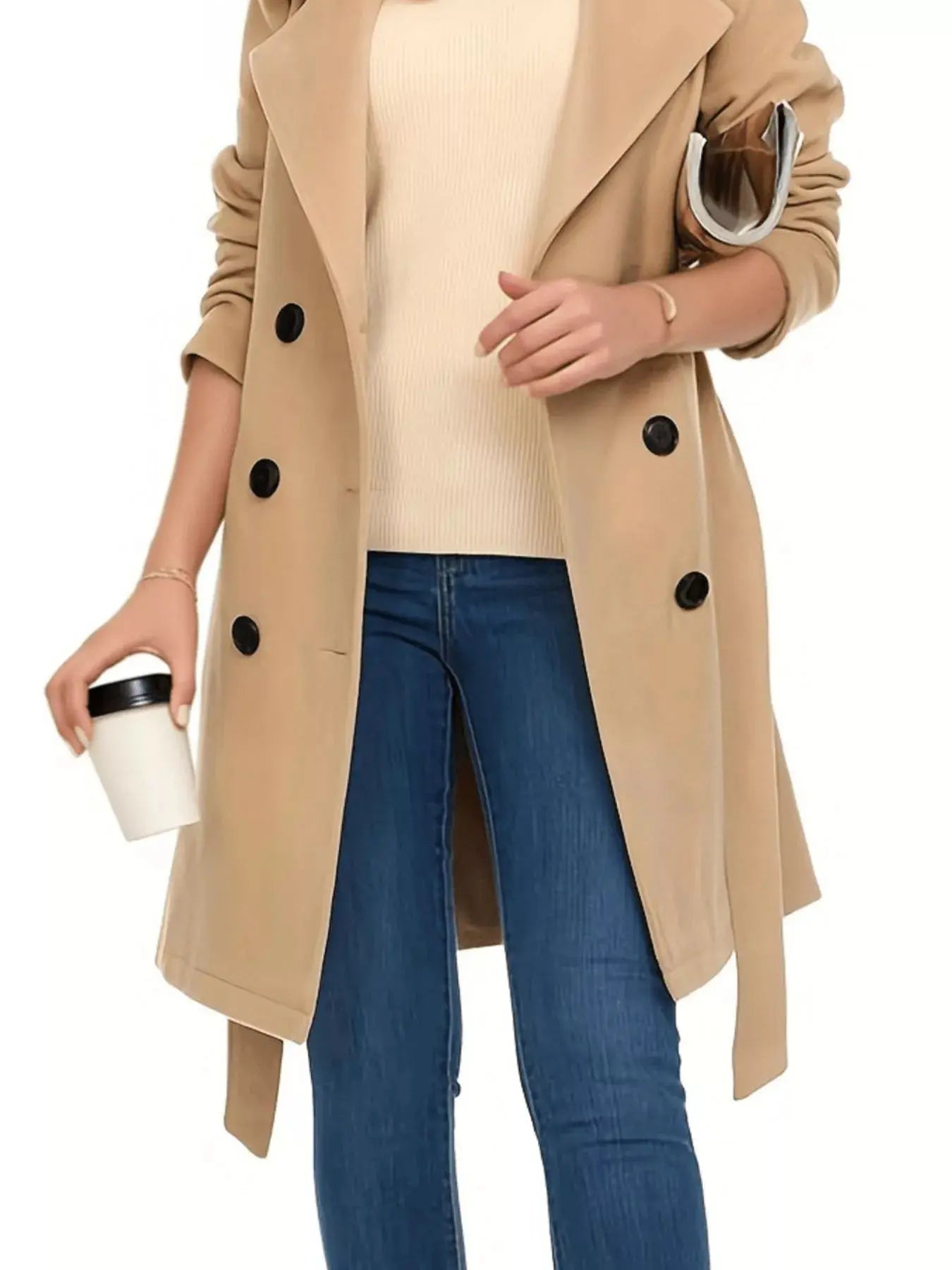 Double Breasted Long Sleeve Coat Simply Love