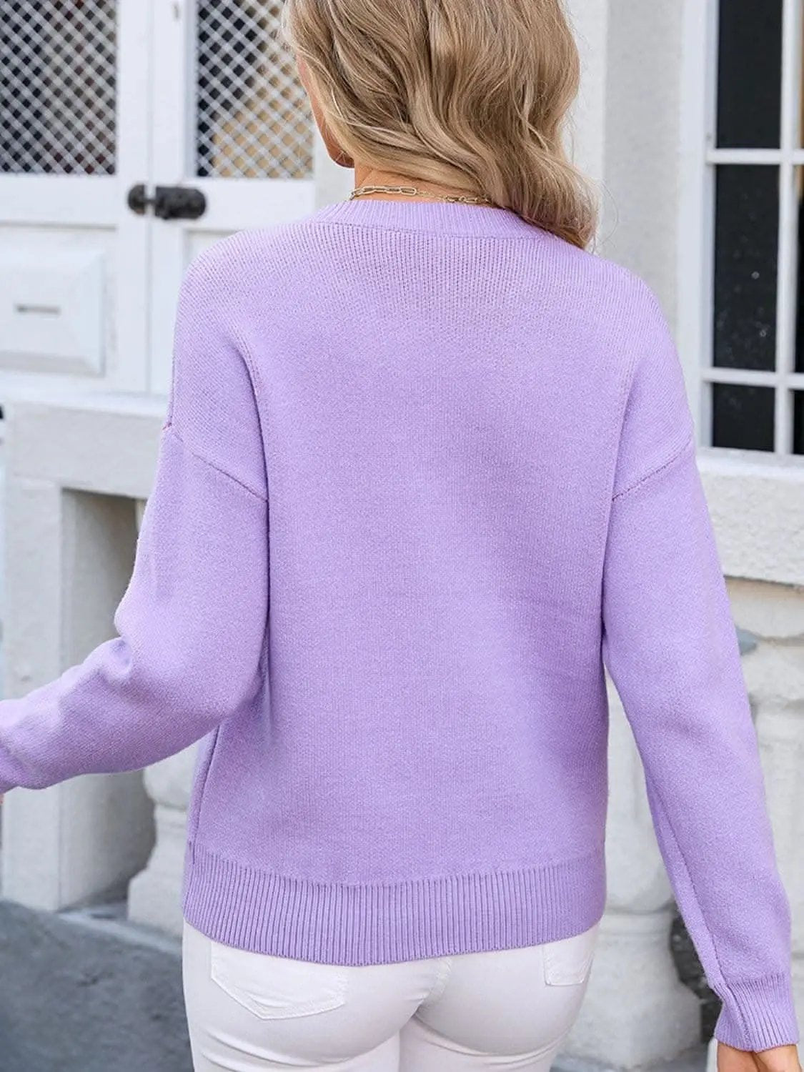 Chic bow detail long sleeve sweater - Love Salve 