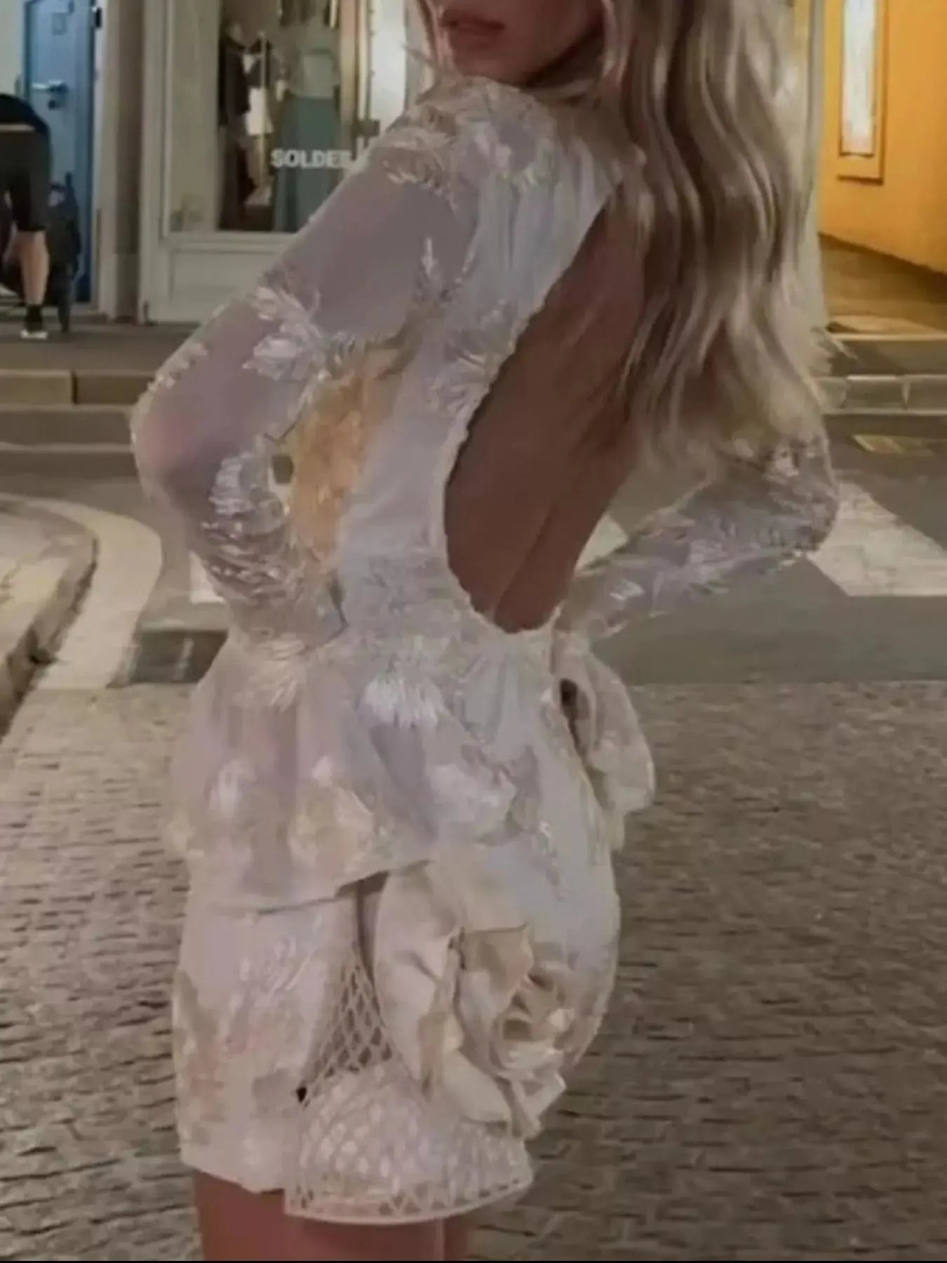 Backless Floral Flounce Sleeve Dress Simply Love