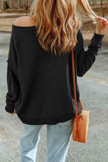 Sparkling pumpkin knit long sleeve top