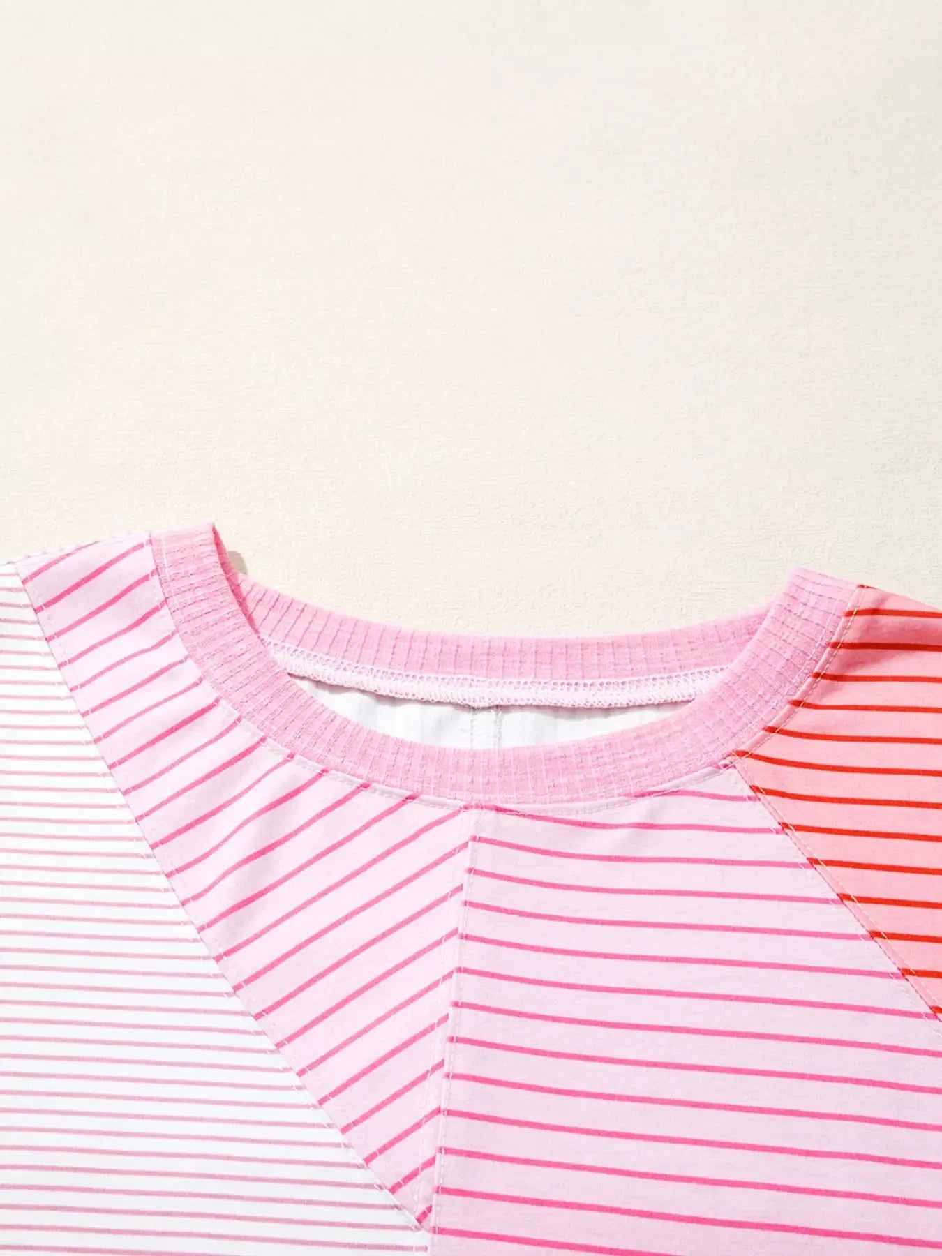 Striped Colorblock Exposed Seam Casual Long Sleeve Top Polyester Blend Simply Love