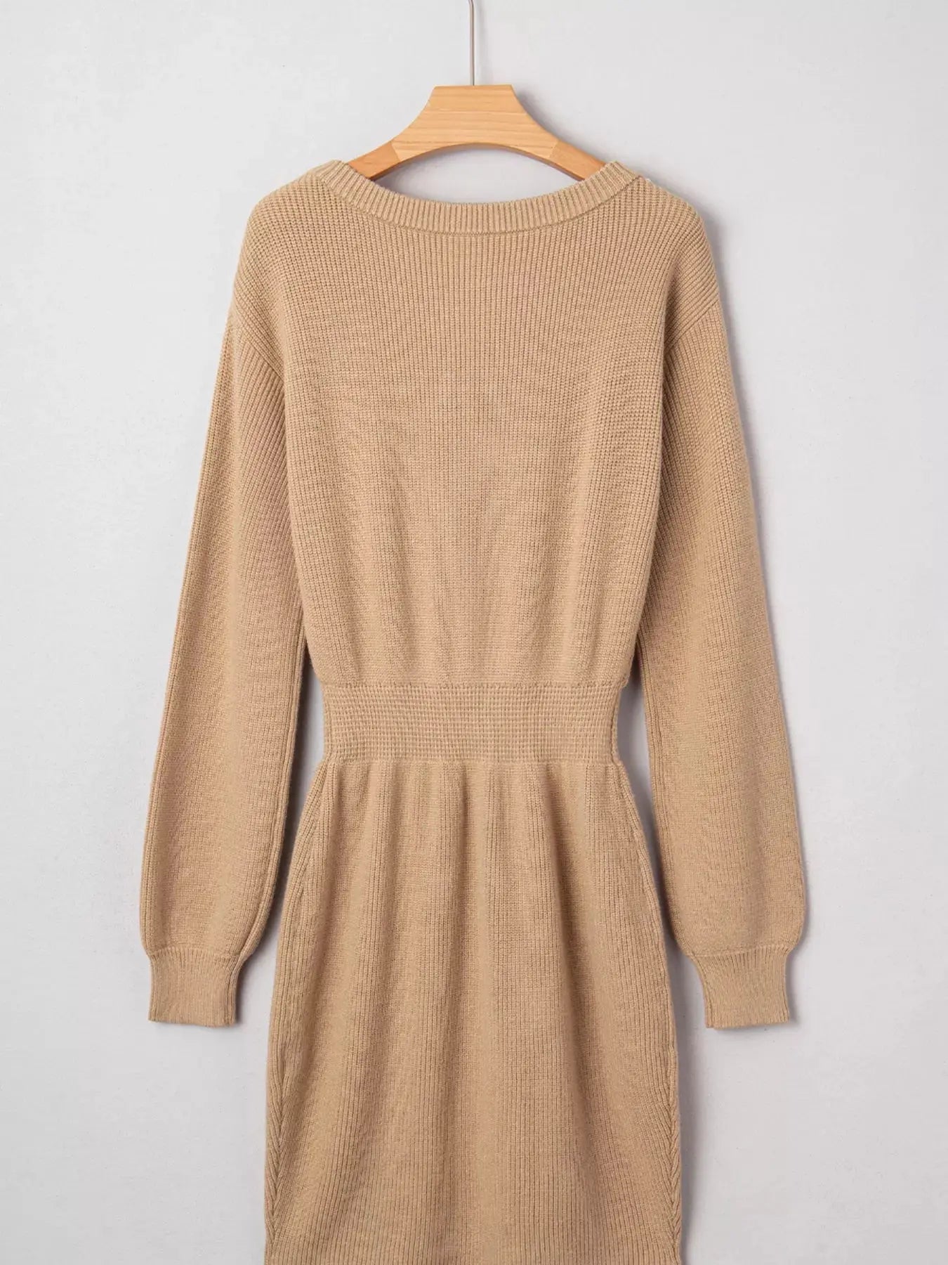 Pearl Embellished Keyhole Ribbed Sweater Dress Simply Love