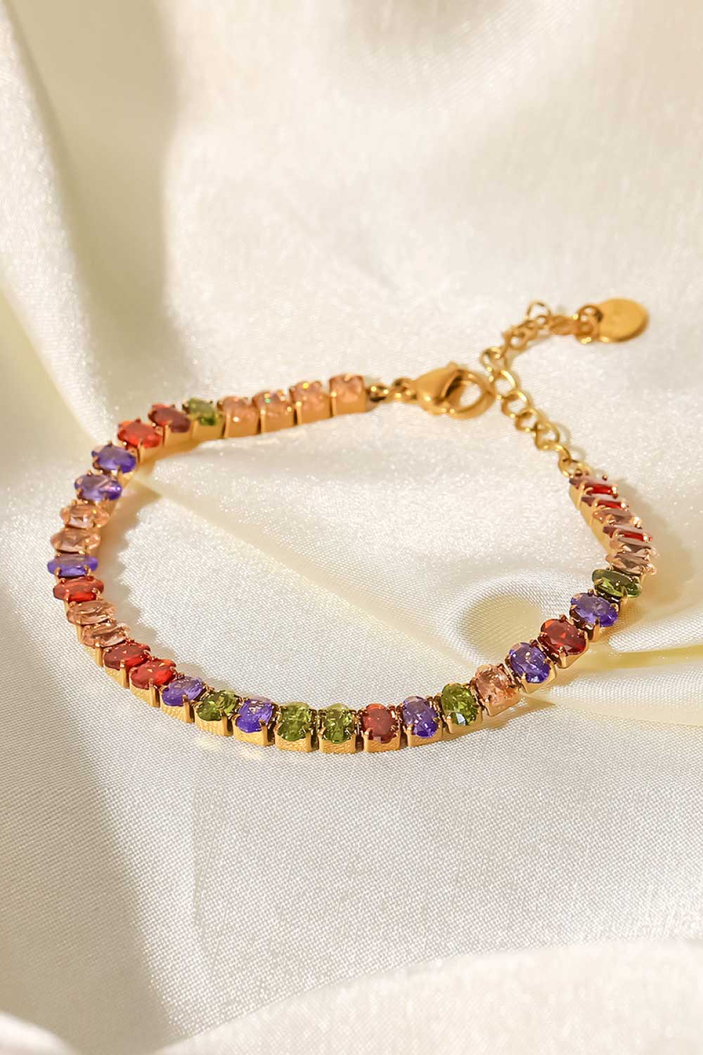 18K Gold Plated Multicolored Zircon Bracelet.