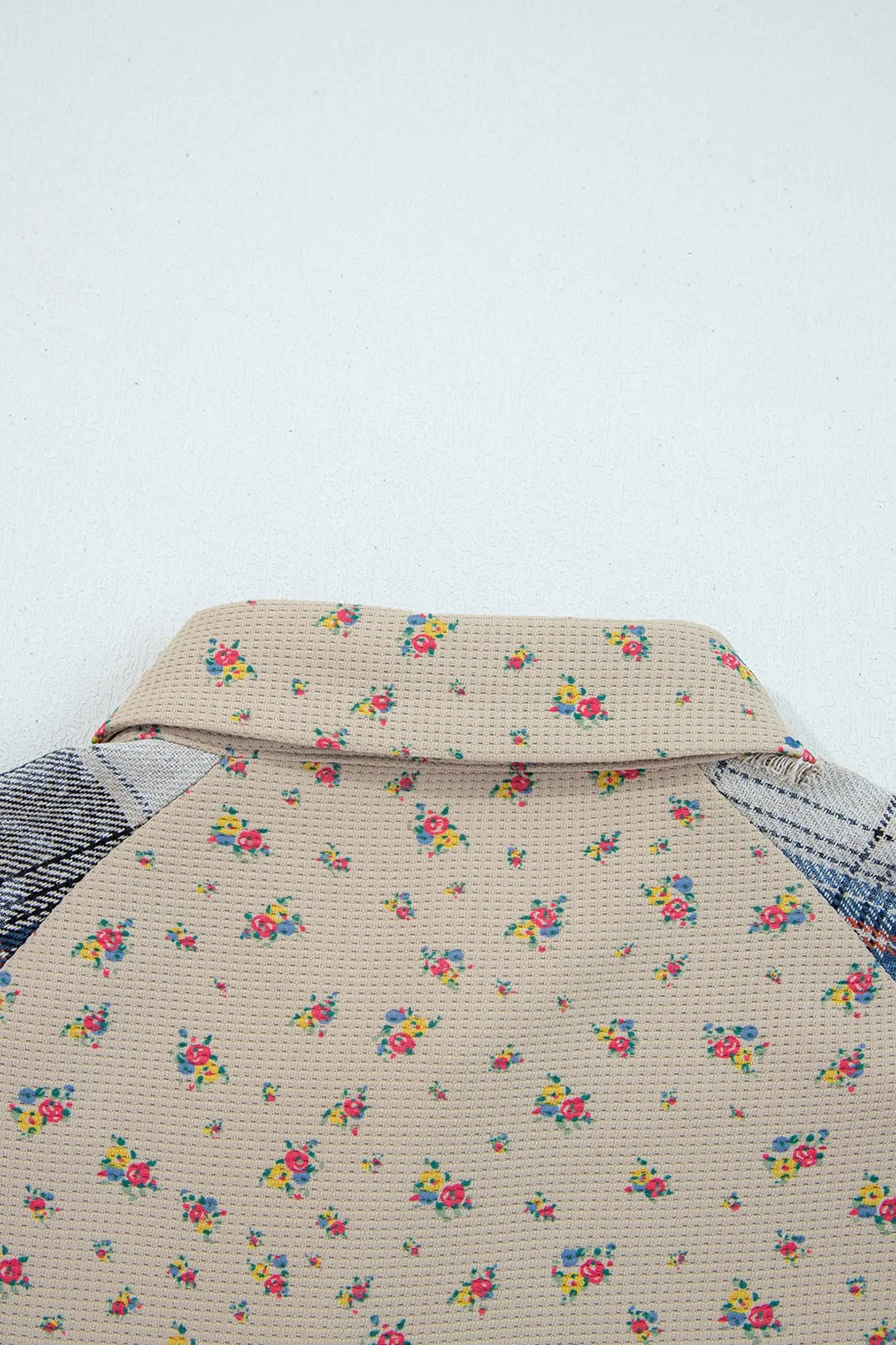 Dear-Lover Blue Floral Shacket Women's Boho Plaid Waffle Knit Top Ruffled Sleeve Dear-Lover Dropshipping