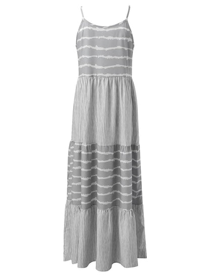 Tiered Striped Sleeveless Cami Dress.