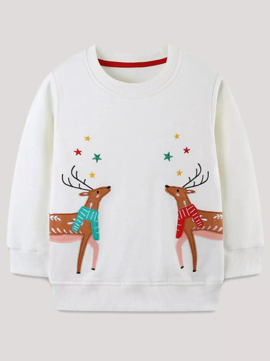 Children's Reindeer Embroidered Sweatshirt Simply Love