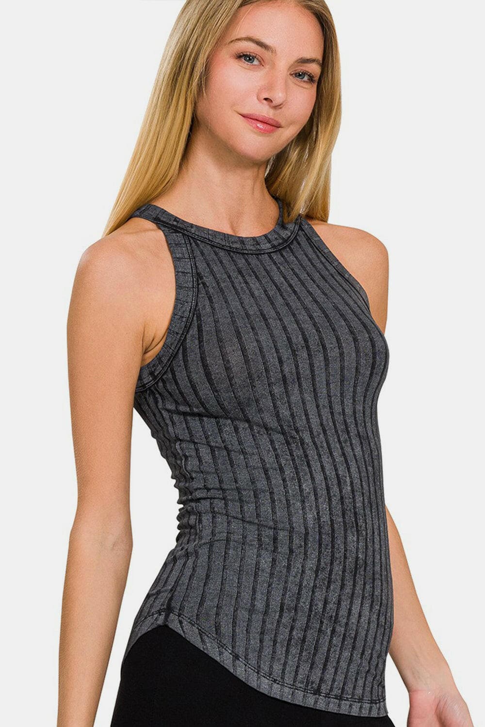 Zenana Ribbed Grecian Neck Tank.