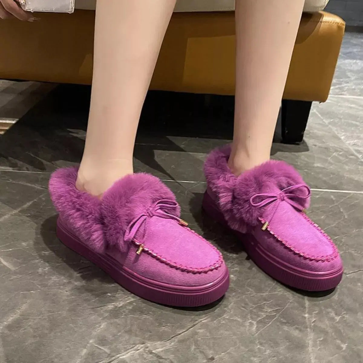Fuzzy Round Toe Slip-Ons Simply Love