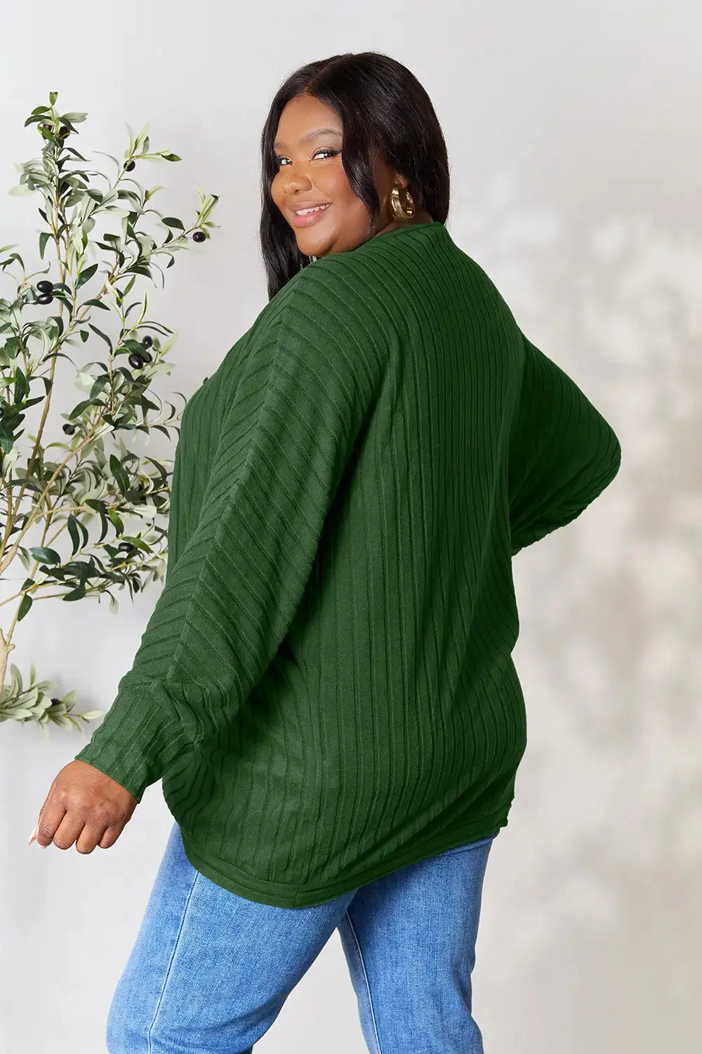 Basic Bae Full Size Ribbed Cocoon Cardigan - Love Salve