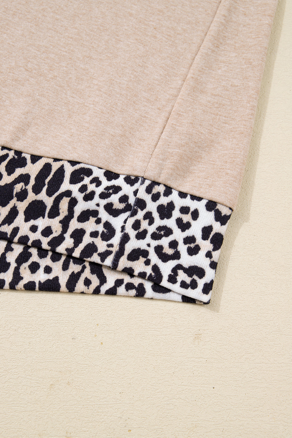 Parchment Leopard Patchwork V Neck Long Sleeve Plus Size Top Dear-Lover Dropshipping