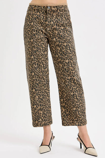 Risen Full Size Mid Rise Crop Relaxed Jeans Plus Size Leopard Print - Love Salve 