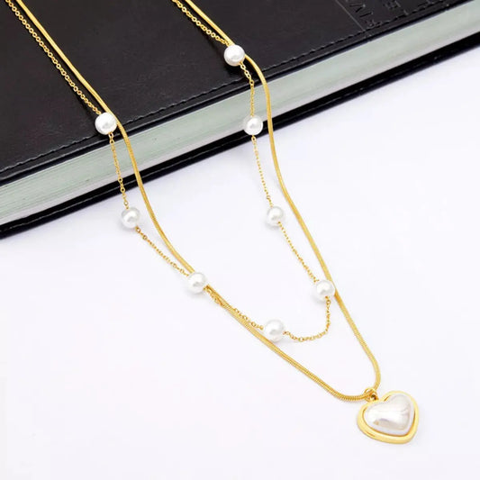 18K Gold-Plated Double Layered Heart Necklace Simply Love