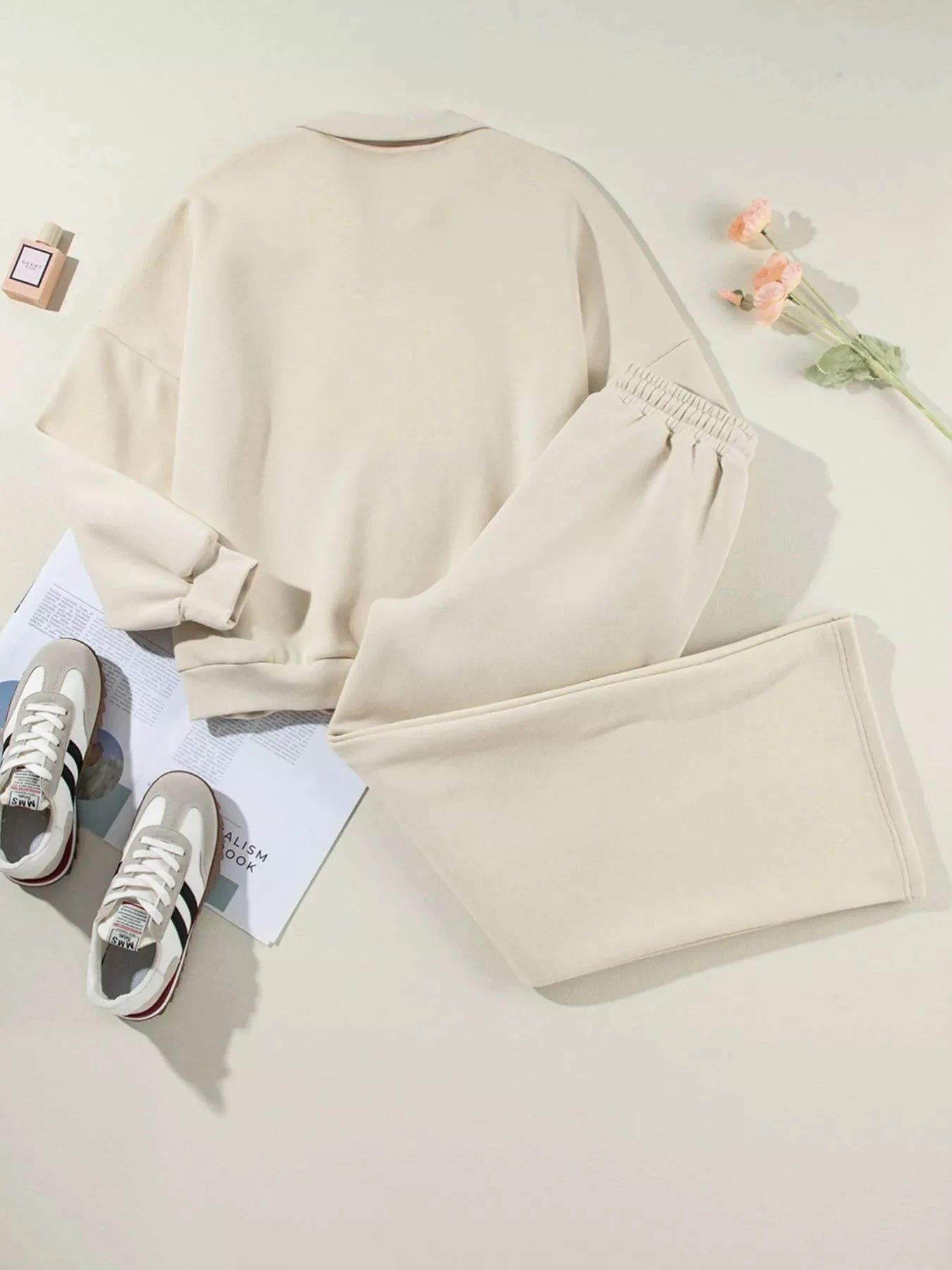 Drop Shoulder Zip Up Jacket and Drawstring Pants Active 2pcs Set Coco’s Tee Boutique