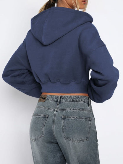 Cropped zip-up hoodie for women