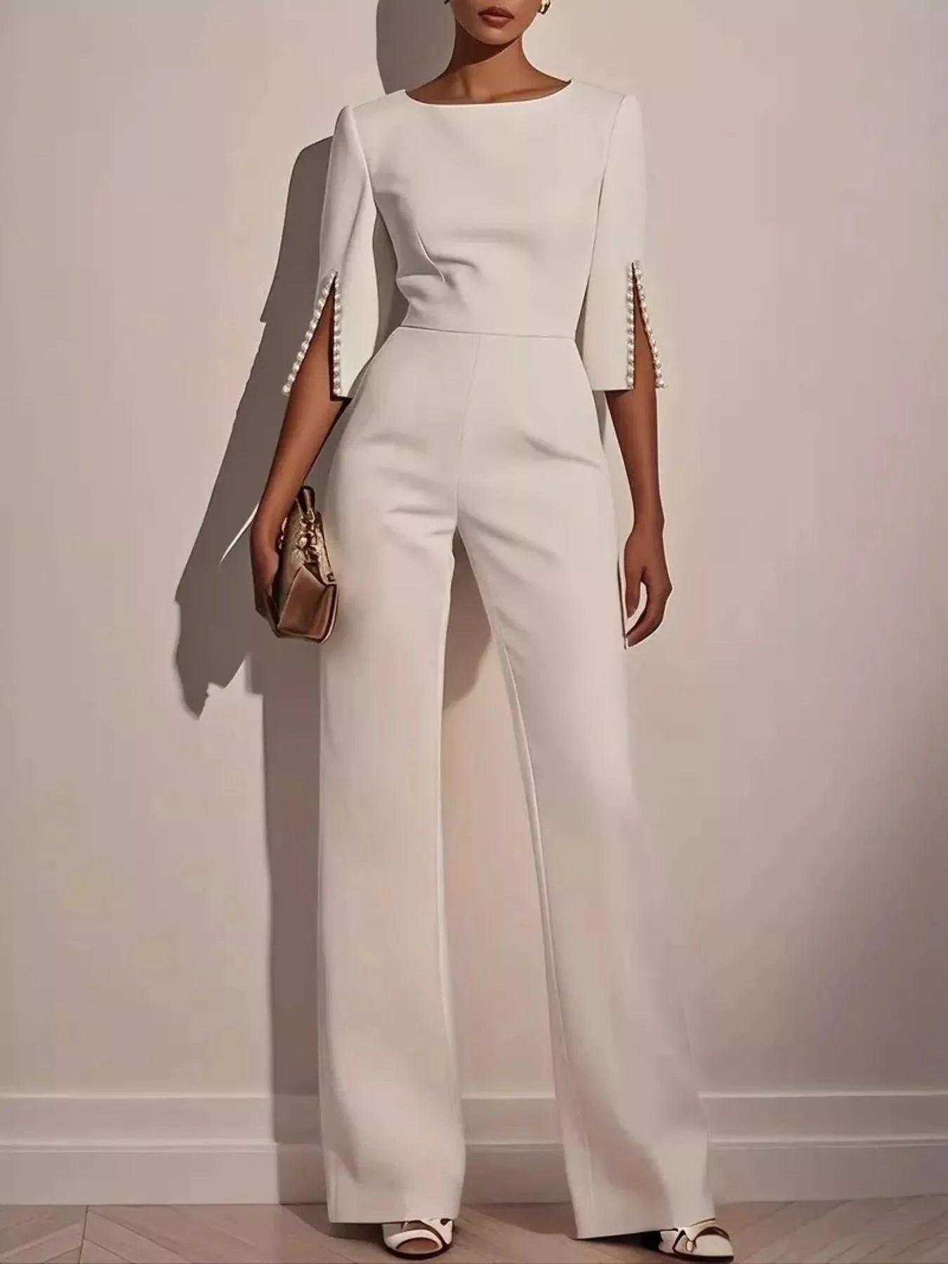 Wide-Leg Jumpsuit with Slit Sleeve Coco’s Tee Boutique