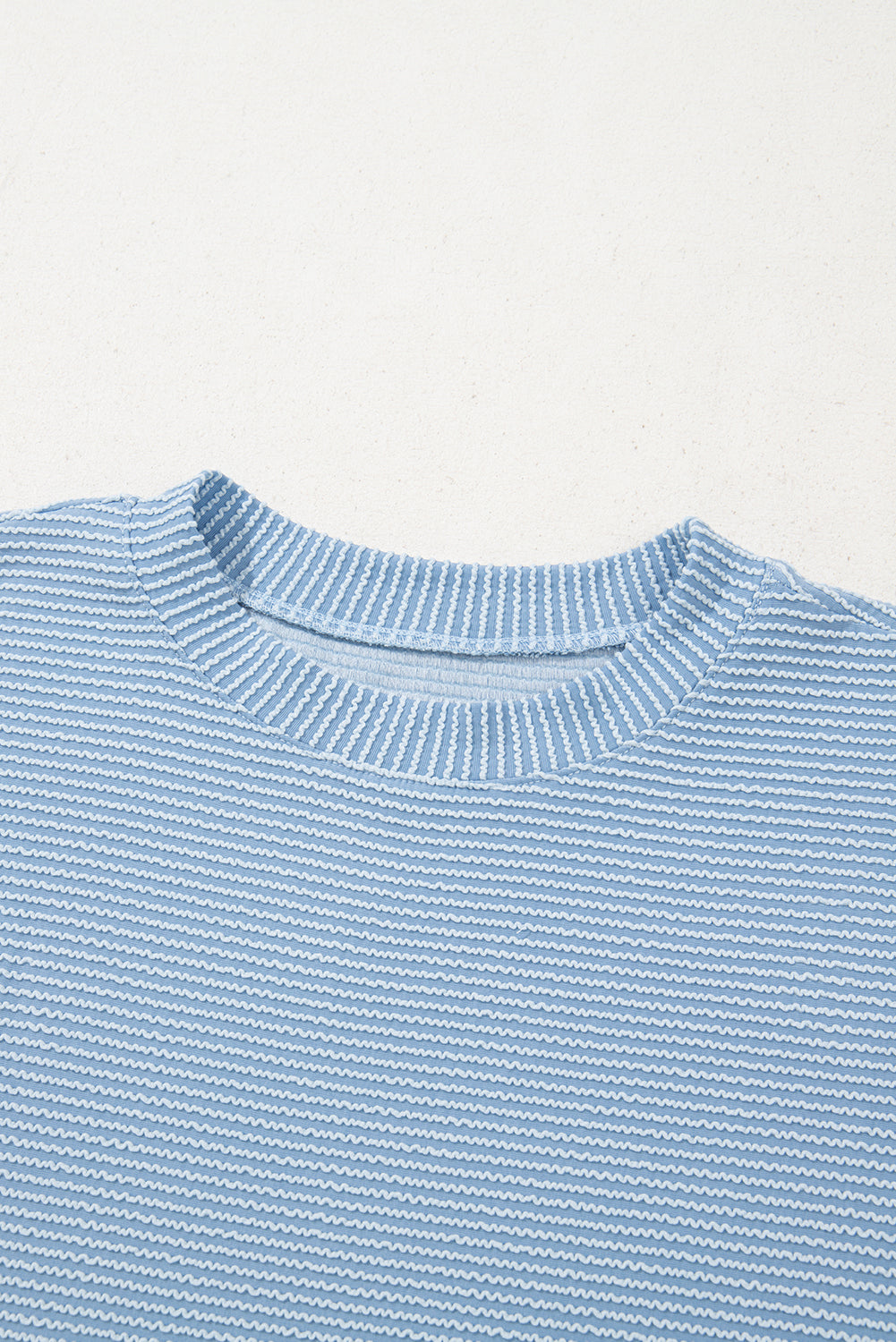 Myosotis Plain Corded Knit Mock Neck T Shirt for Women