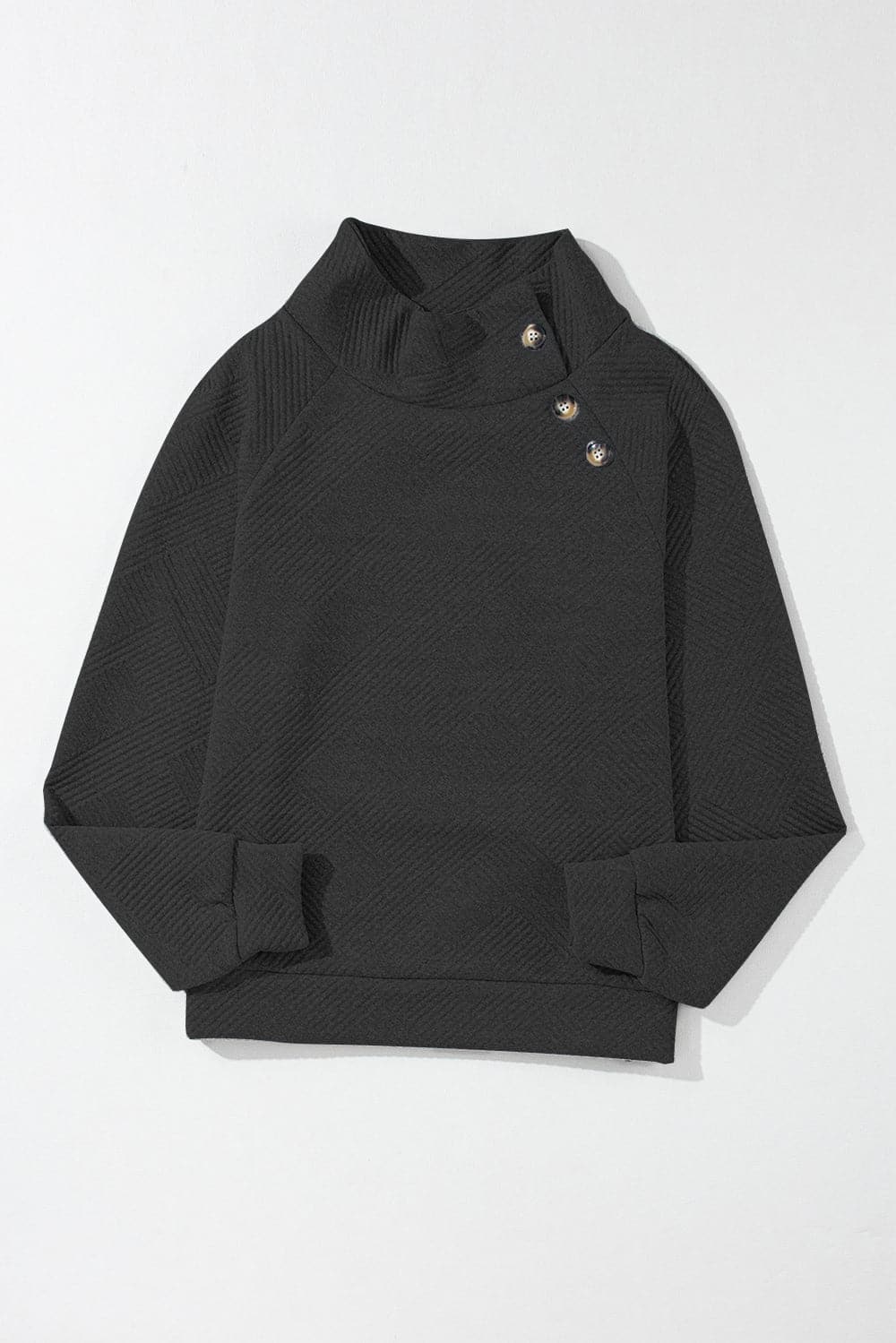 Textured Turtleneck Long Sleeve Sweatshirt.