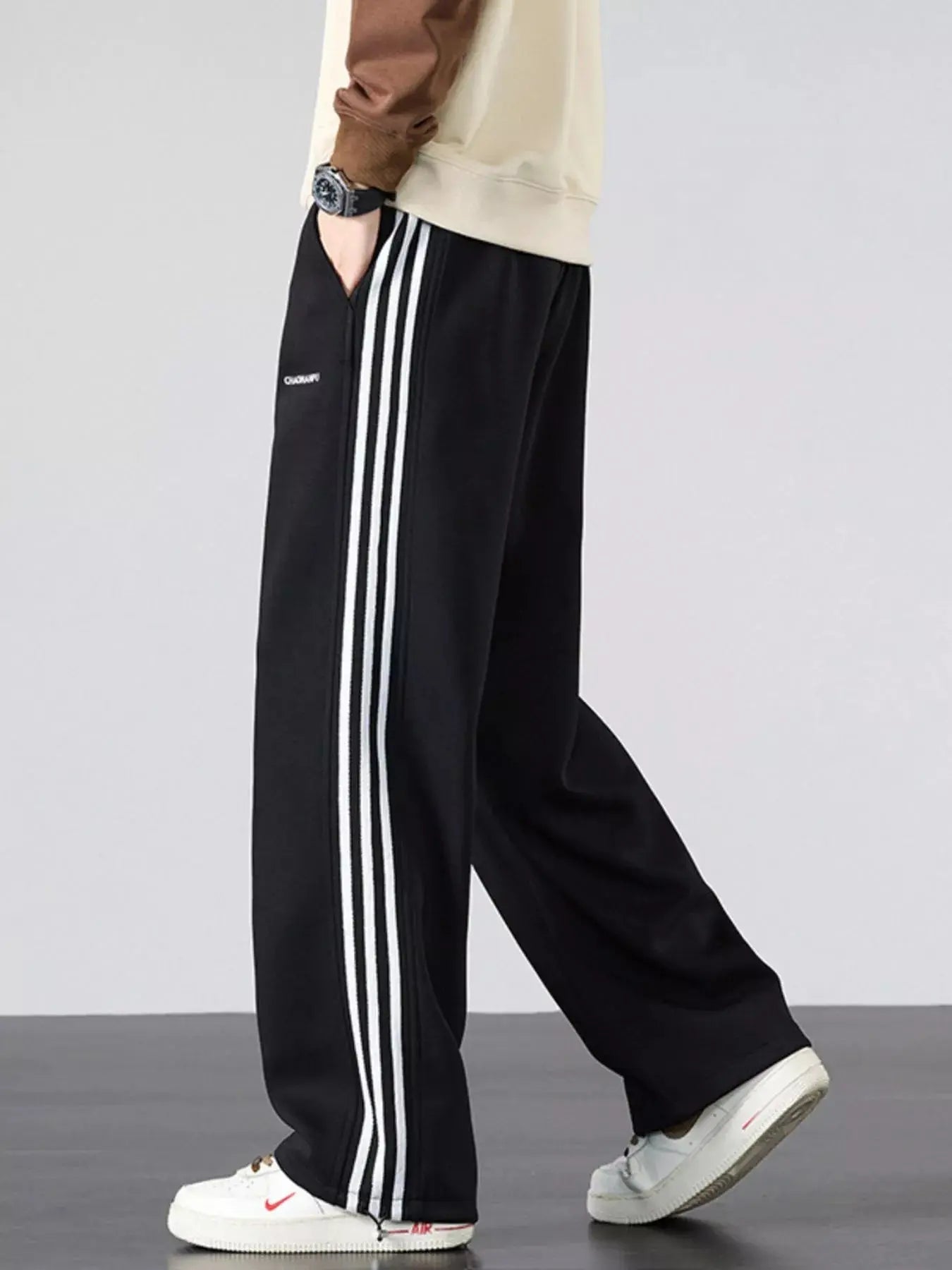 Men's Plus Size Casual Striped Wide Leg Sweatpants Simply Love