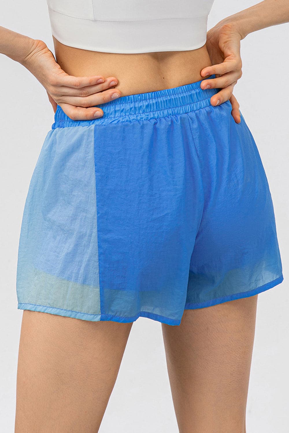 Color Block Drawstring Active Shorts.