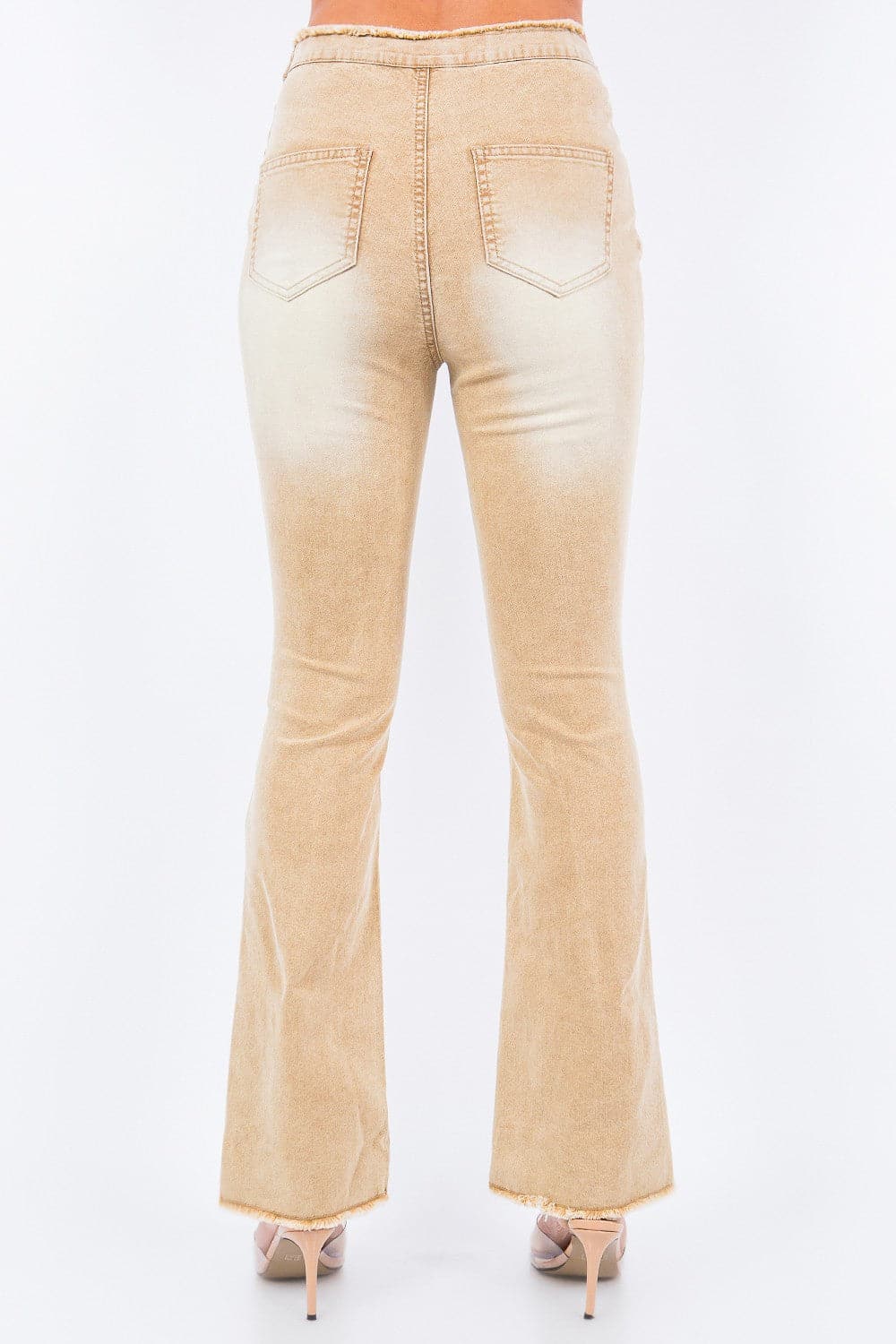 V-cut ruched mid flare pants