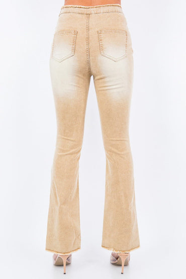 V-cut ruched mid flare pants