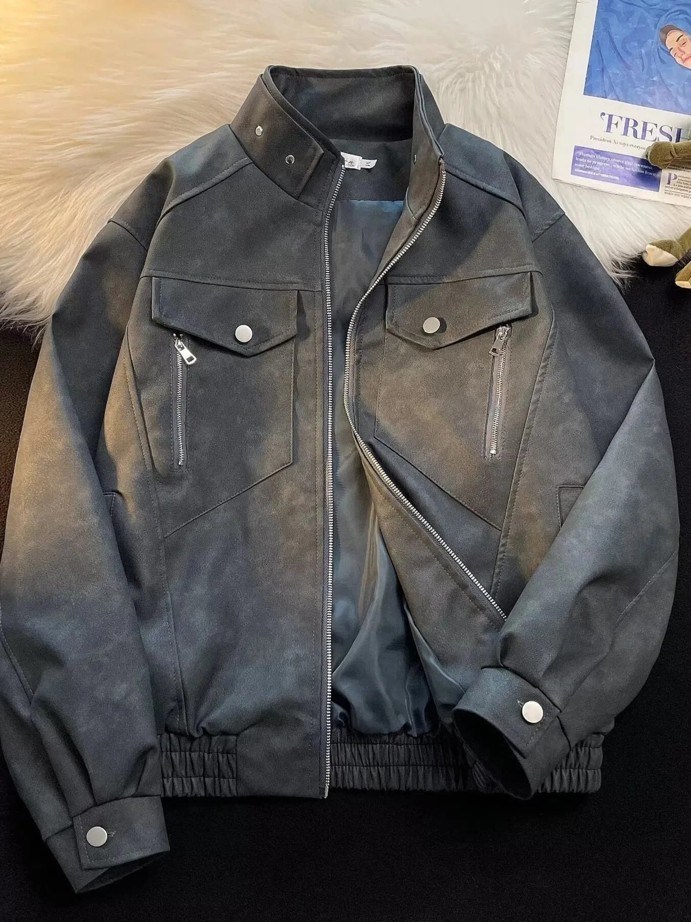 Mens Zip Up Casual Bomber Jacket With Pockets And Zipper Simply Love