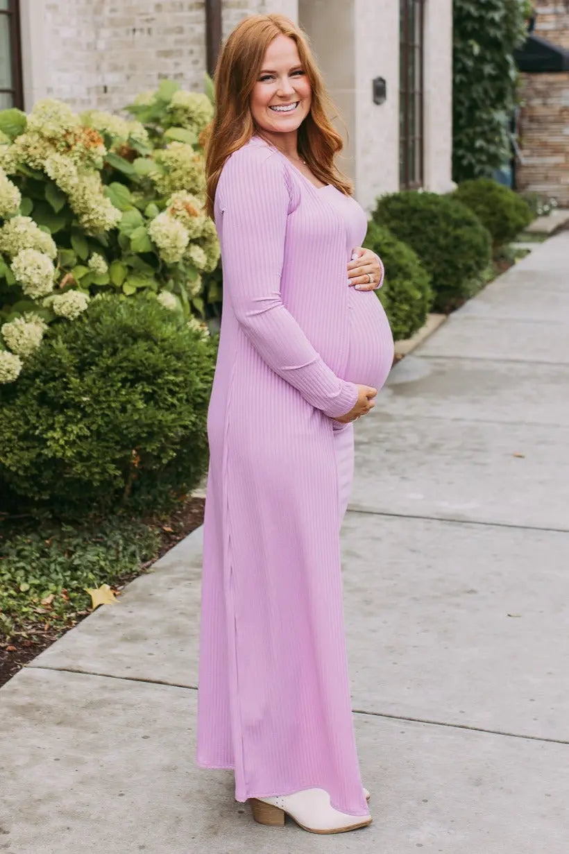 Pink Ribbed Sleeveless Dress Cardigan Maternity Set PinkBlush
