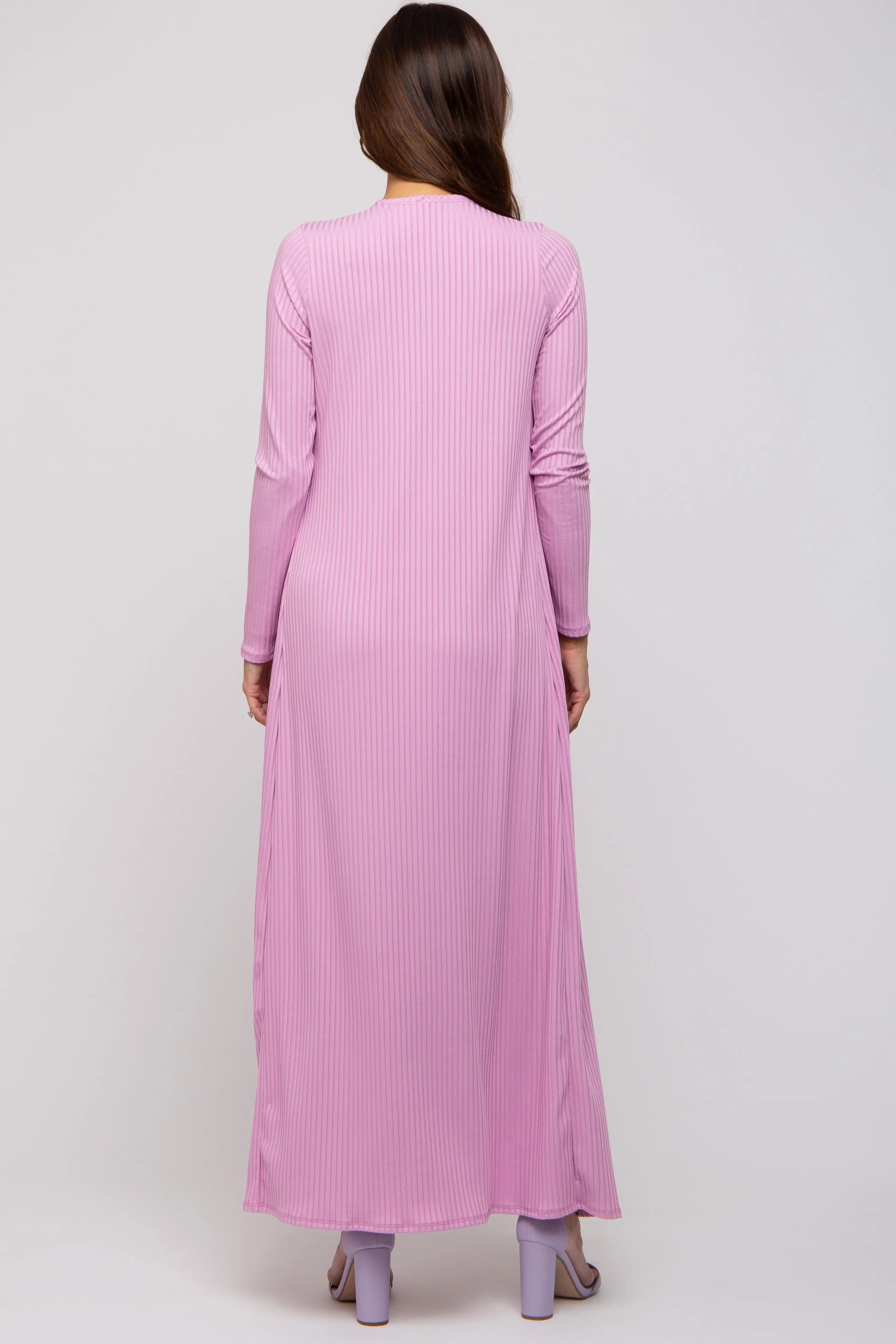 Pink Ribbed Sleeveless Dress Cardigan Maternity Set PinkBlush