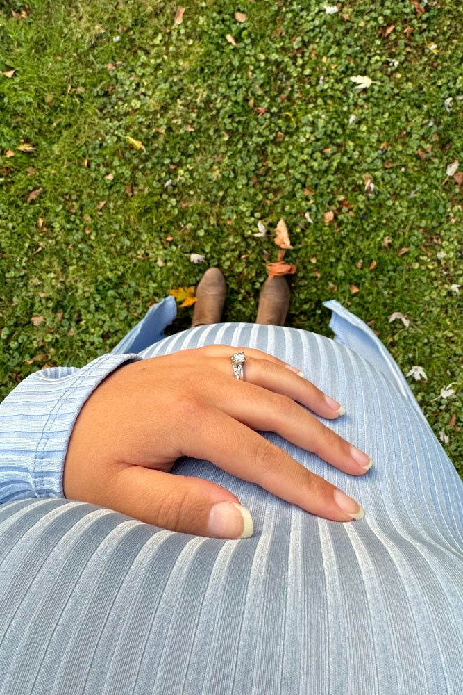 Light Blue Ribbed Sleeveless Dress Cardigan Maternity Set PinkBlush