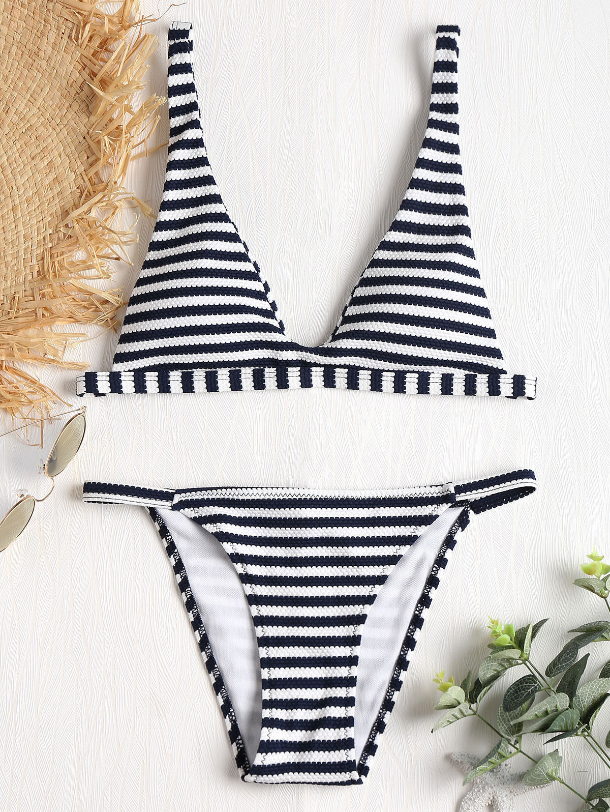 Swimsuit High Quality Striped Sexy Split Swimsuit Bella Mia