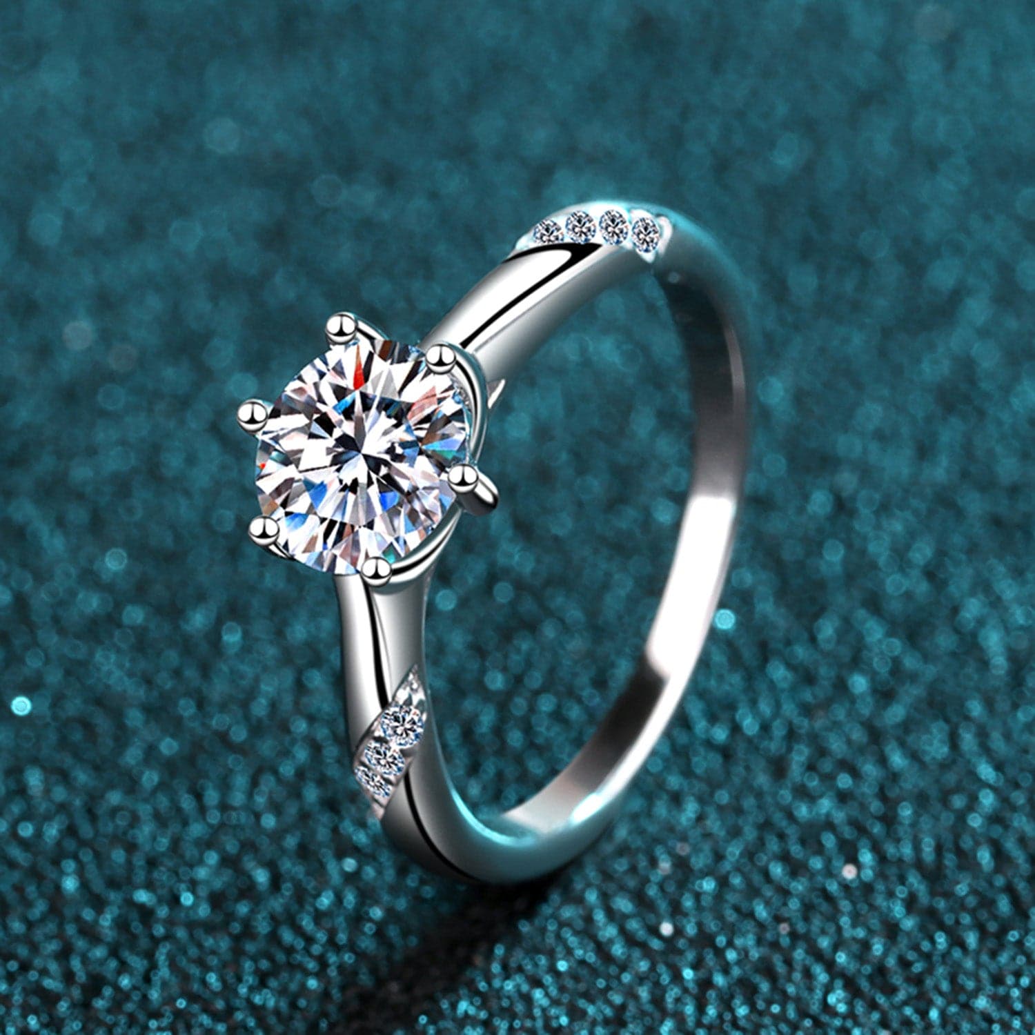 1 Carat Moissanite 925 Sterling Silver Ring.