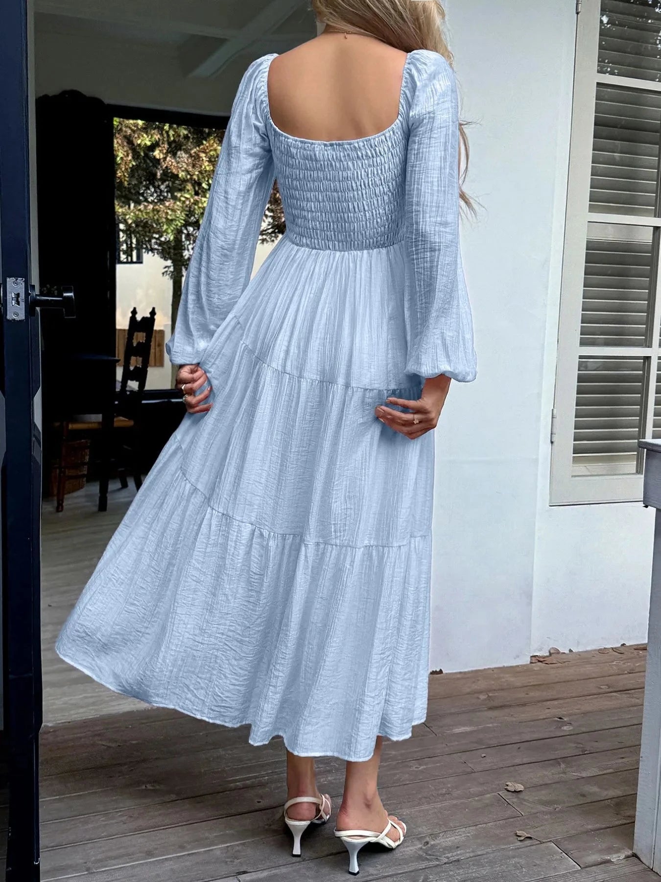 Tiered Balloon Sleeve Midi Dress Coco’s Tee Boutique