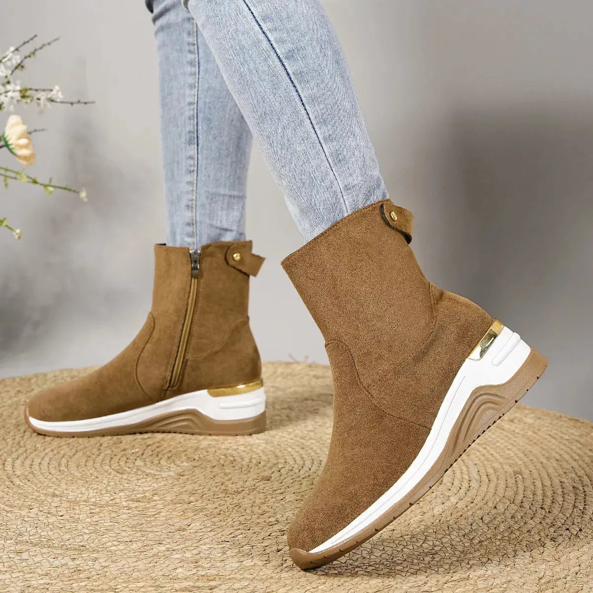 Suede Ankle Boots with Wedge Heel Simply Love
