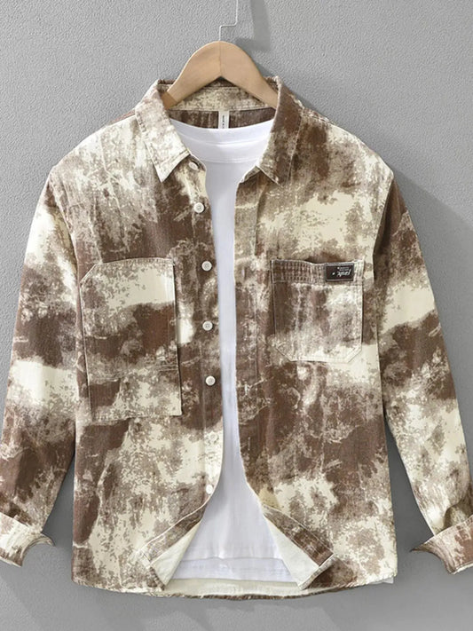 Men's Plus Size Abstract Print Long Sleeve Casual Shirt Simply Love