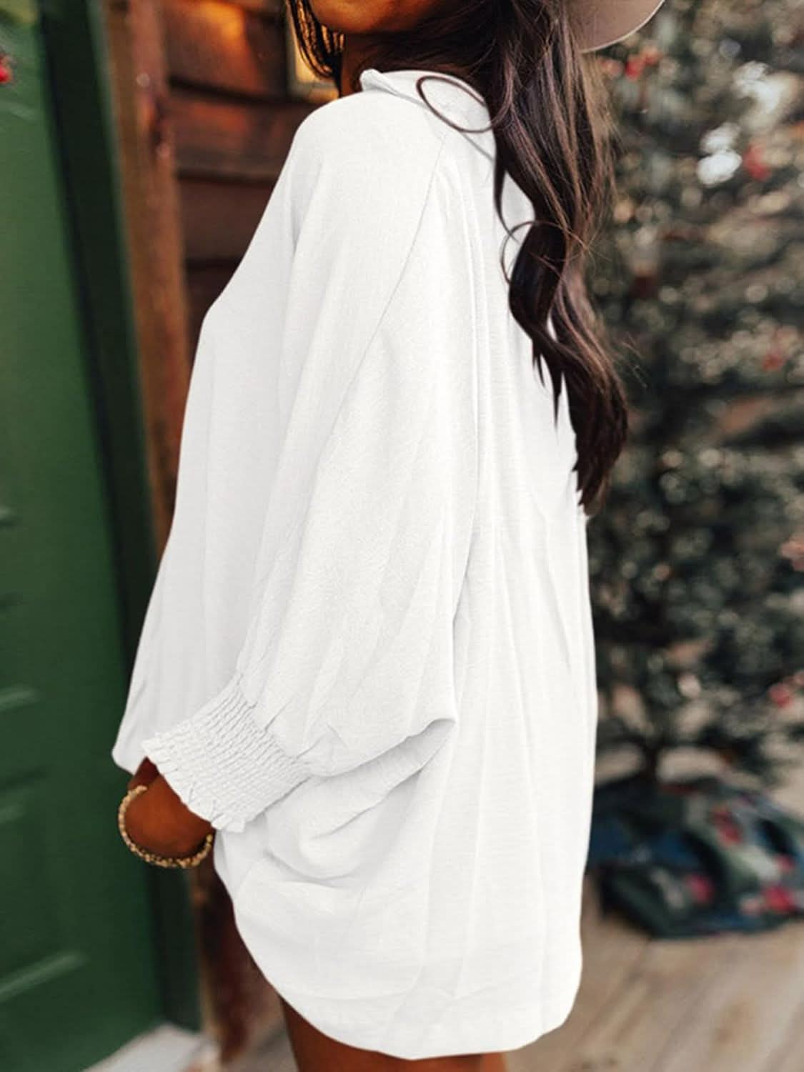 Elegant Johnny Collar Three-Quarter Sleeve Blouse