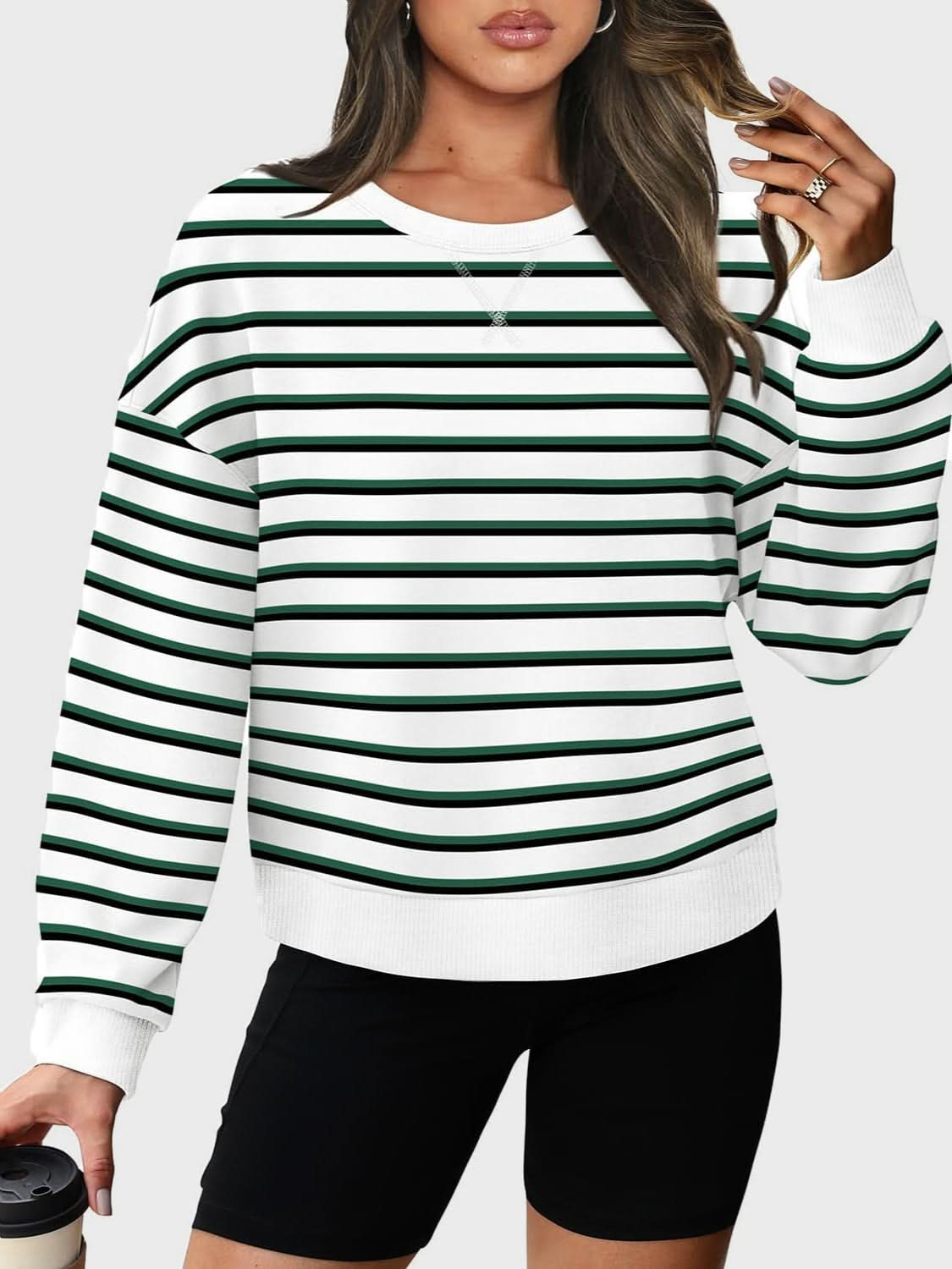 Cozy stripes: Long sleeve round neck sweatshirt