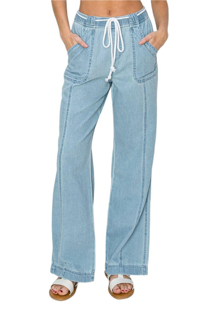 RISEN High Rise Straight Jeans.