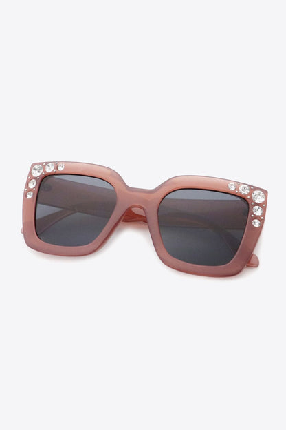 Inlaid Rhinestone Polycarbonate Sunglasses.