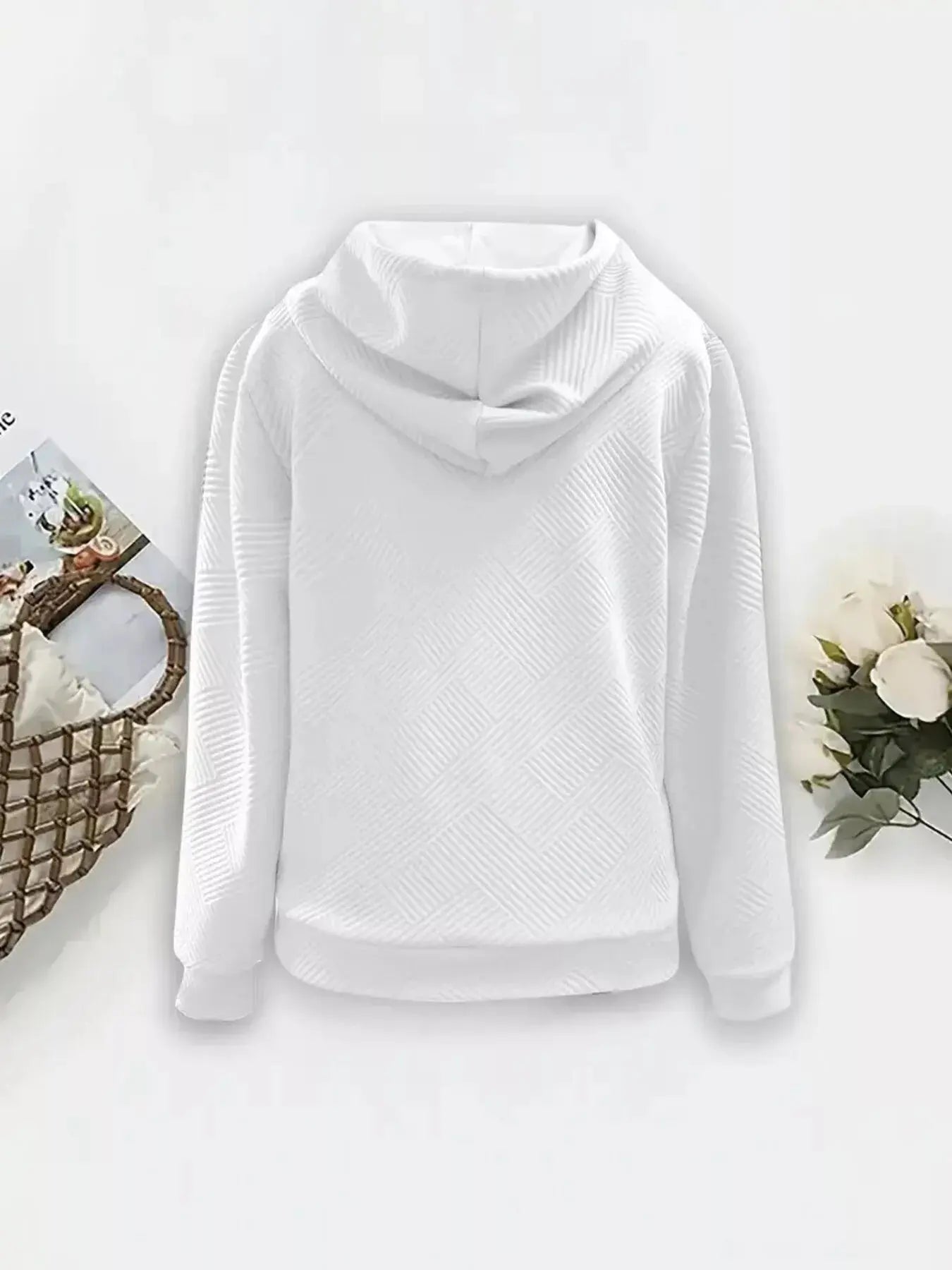 Textured Zip-Up Hooded Jacket Simply Love