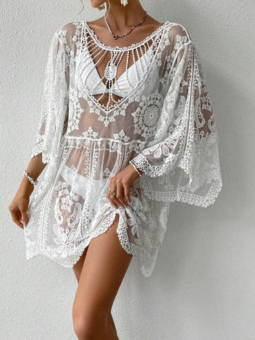 Lace Round Neck Cover-Up.