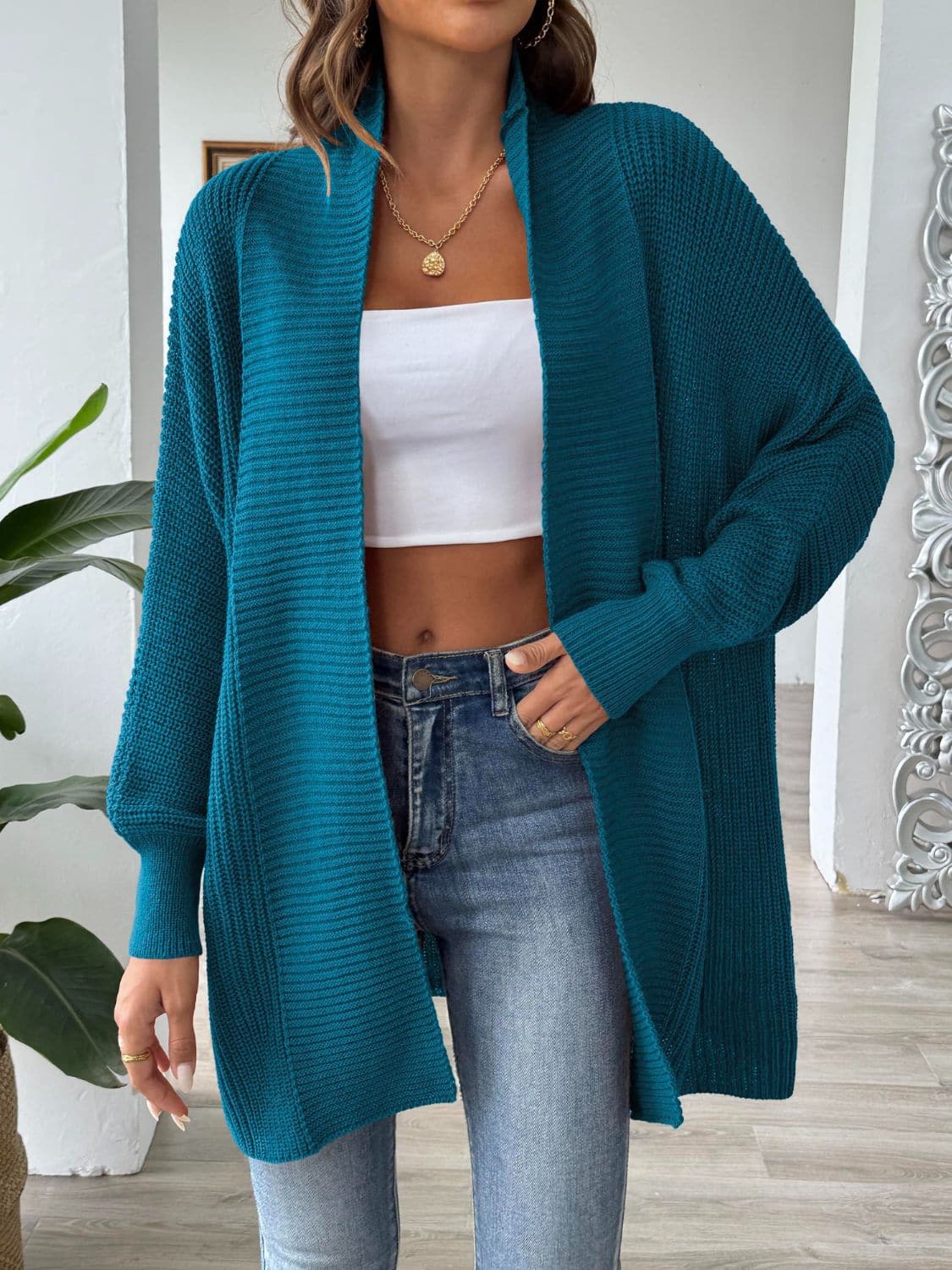 Open front long sleeve cardigan