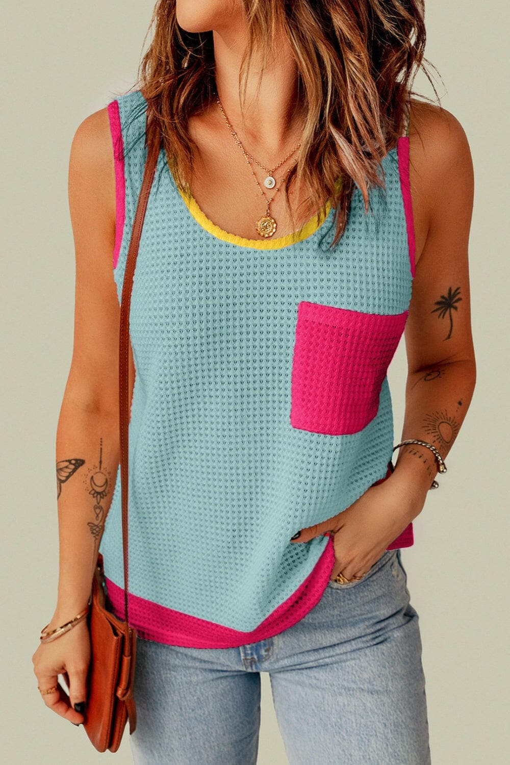 Scoop Neck Wide Strap Tank.